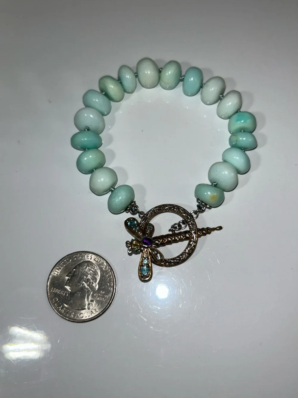 NWOT Gems En Vogue Palladium 18k Accents Gemstone Dragon Fly Toggle Bracelet
